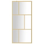 vidaXL Paravan de duș walk-in auriu, 90x195 cm sticlă ESG transparentă vidaXL Paravan de duș walk-in auriu, 90x195 cm sticlă ESG transparentă