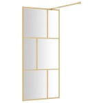 vidaXL Paravan de duș walk-in auriu, 90x195 cm sticlă ESG transparentă vidaXL Paravan de duș walk-in auriu, 90x195 cm sticlă ESG transparentă