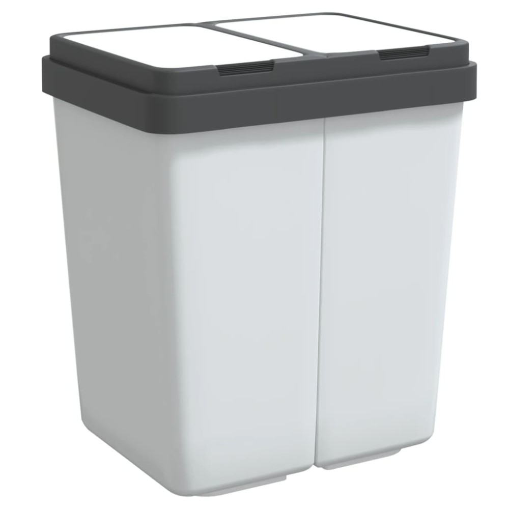 vidaXL Coș de gunoi dublu, alb, 2x25 L