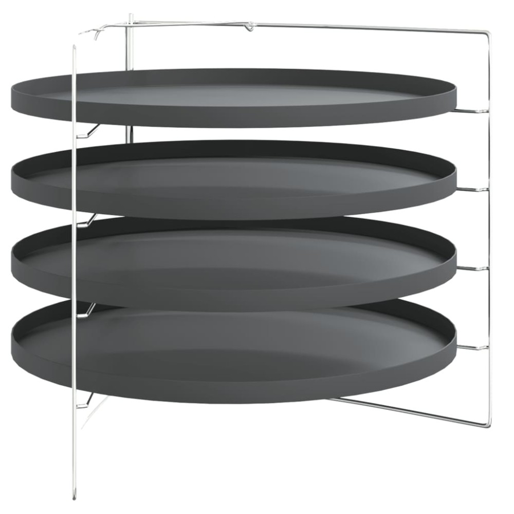 vidaXL Tăvi pentru pizza, 4 buc., cu suport, Ø 28 cm, oțel