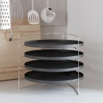 vidaXL Tăvi pentru pizza, 4 buc., cu suport, Ø 28 cm, oțel vidaXL Tăvi pentru pizza, 4 buc., cu suport, Ø 28 cm, oțel