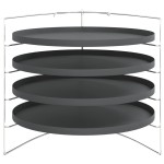 vidaXL Tăvi pentru pizza, 4 buc., cu suport, Ø 28 cm, oțel vidaXL Tăvi pentru pizza, 4 buc., cu suport, Ø 28 cm, oțel