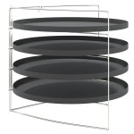 vidaXL Tăvi pentru pizza, 4 buc., cu suport, Ø 28 cm, oțel vidaXL Tăvi pentru pizza, 4 buc., cu suport, Ø 28 cm, oțel