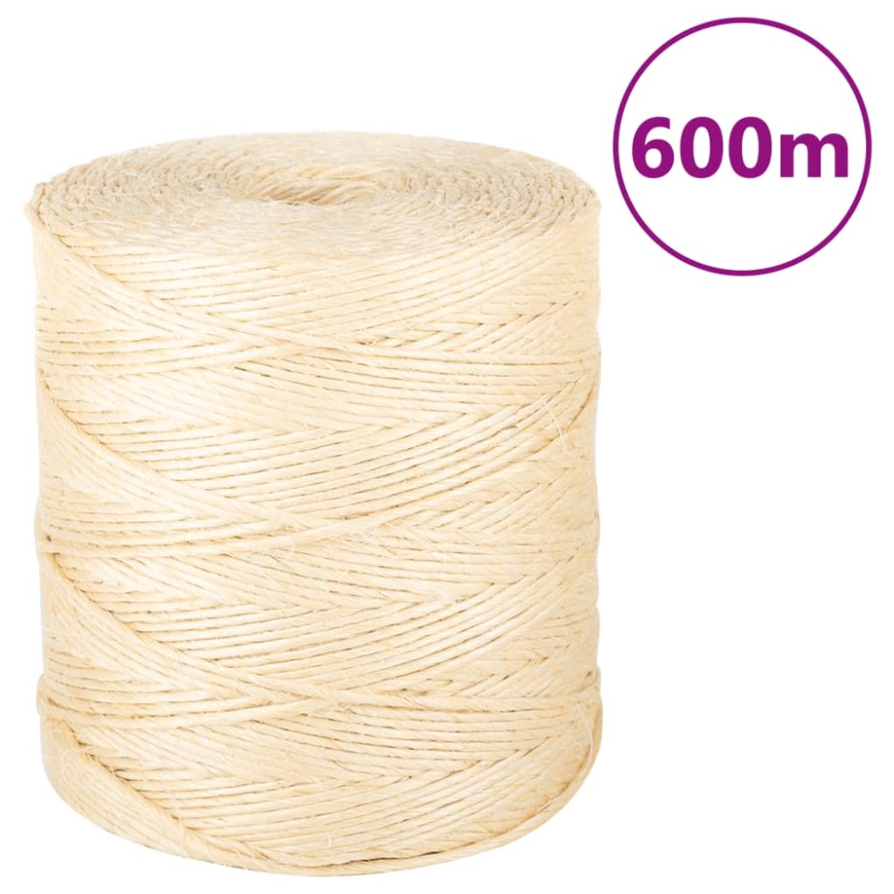 vidaXL Frânghie, 600 m, sisal 100%, 2 mm