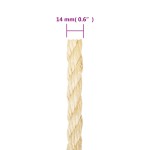vidaXL Frânghie, 25 m, sisal 100%, 14 mm vidaXL Frânghie, 25 m, sisal 100%, 14 mm