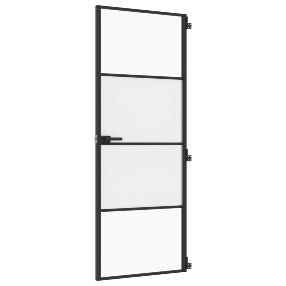 vidaXL Ușă de interior negru 76x201,5 cm sticlă securiz./aluminiu slim