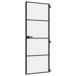 vidaXL Ușă de interior negru 76x201,5 cm sticlă securiz./aluminiu slim