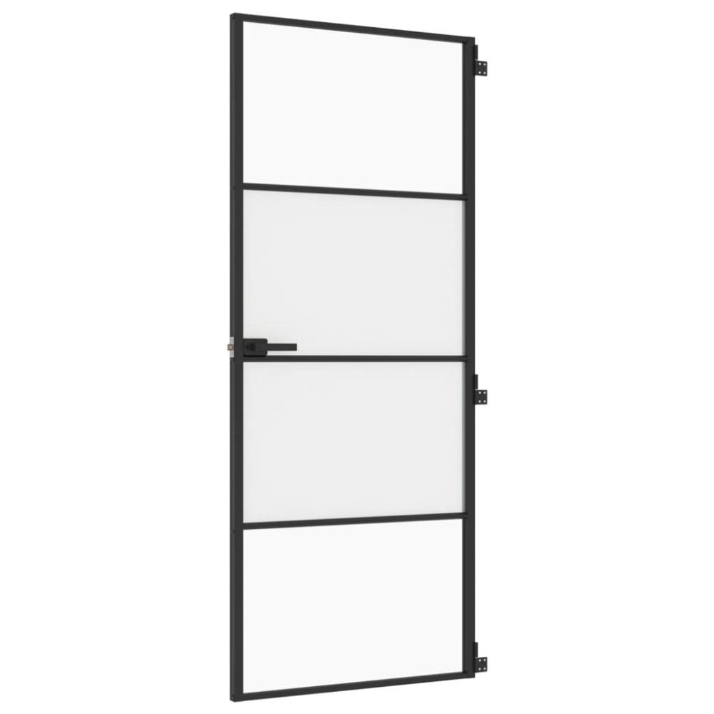 vidaXL Ușă de interior negru 83x201,5 cm sticlă securiz./aluminiu slim
