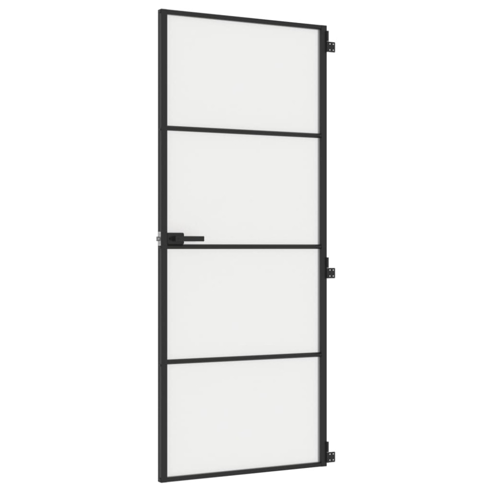 vidaXL Ușă de interior negru 83x201,5 cm sticlă securiz./aluminiu slim