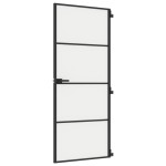 vidaXL Ușă de interior negru 83x201,5 cm sticlă securiz./aluminiu slim