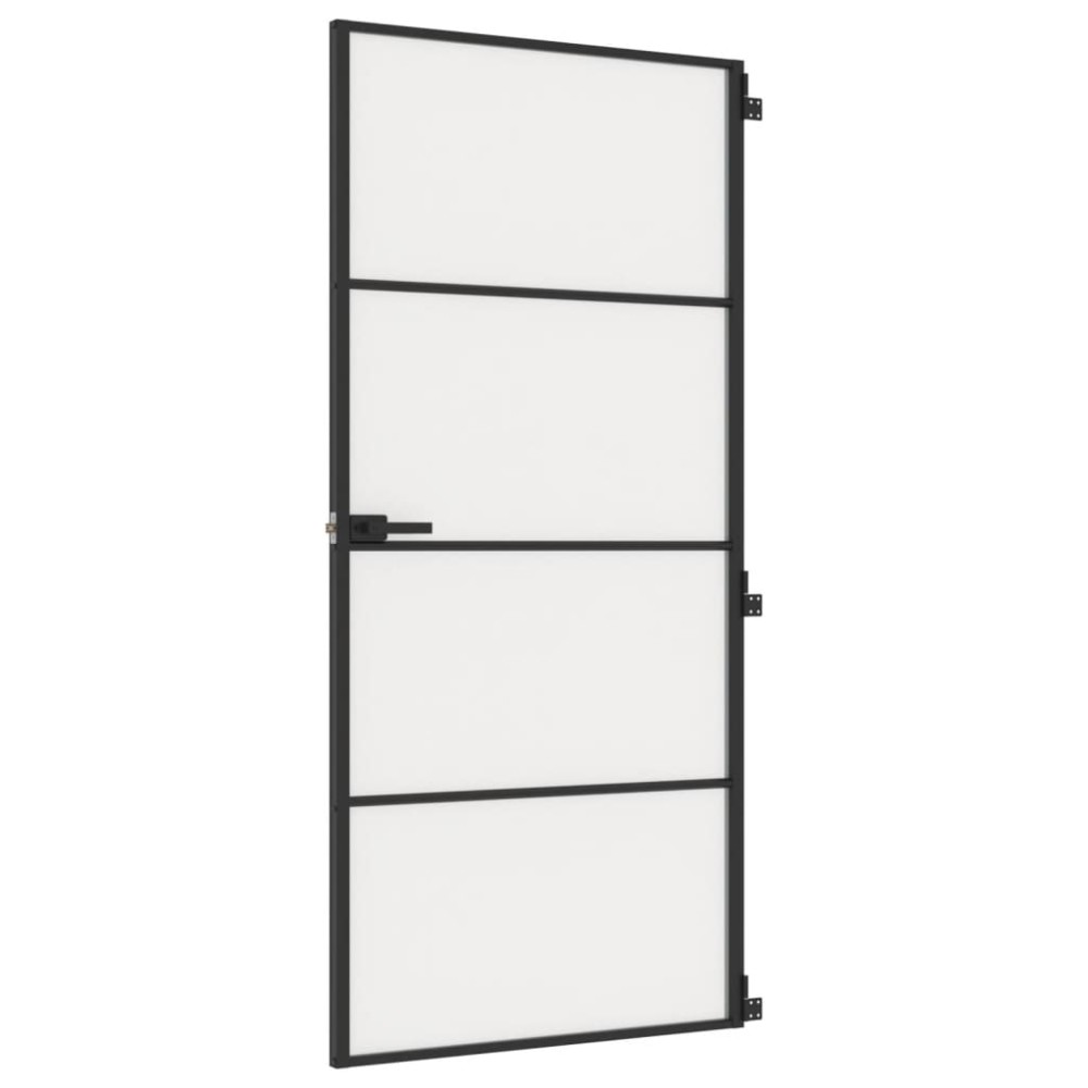 vidaXL Ușă de interior negru 93x201,5 cm sticlă securiz./aluminiu slim