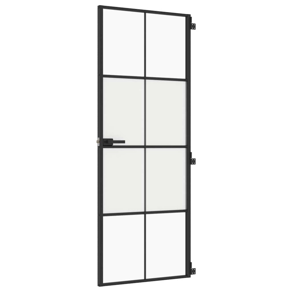 vidaXL Ușă de interior negru 76x201,5 cm sticlă securiz./aluminiu slim
