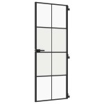 vidaXL Ușă de interior negru 76x201,5 cm sticlă securiz./aluminiu slim