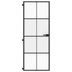 vidaXL Ușă de interior negru 76x201,5 cm sticlă securiz./aluminiu slim