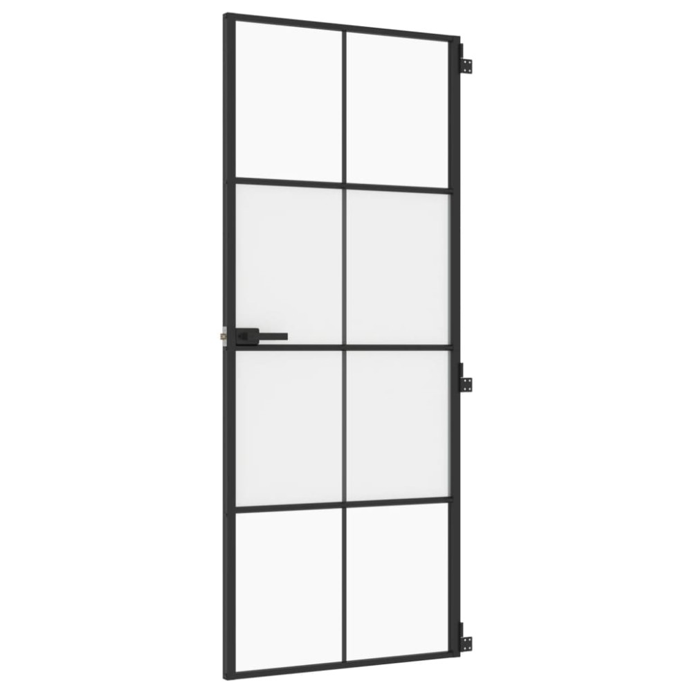 vidaXL Ușă de interior negru 83x201,5 cm sticlă securiz./aluminiu slim