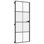 vidaXL Ușă de interior negru 83x201,5 cm sticlă securiz./aluminiu slim
