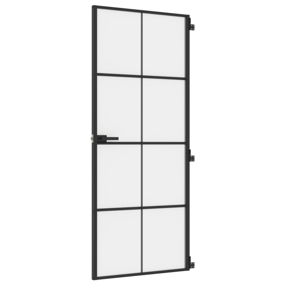 vidaXL Ușă de interior negru 83x201,5 cm sticlă securiz./aluminiu slim