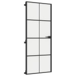vidaXL Ușă de interior negru 83x201,5 cm sticlă securiz./aluminiu slim