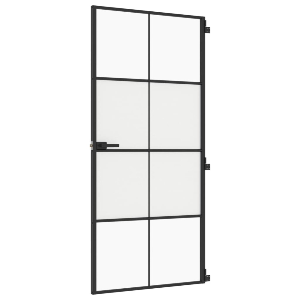 vidaXL Ușă de interior negru 93x201,5 cm sticlă securiz./aluminiu slim