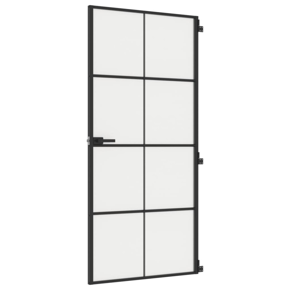 vidaXL Ușă de interior negru 93x201,5 cm sticlă securiz./aluminiu slim