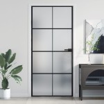 vidaXL Ușă de interior negru 93x201,5 cm sticlă securiz./aluminiu slim vidaXL Ușă de interior negru 93x201,5 cm sticlă securiz./aluminiu slim