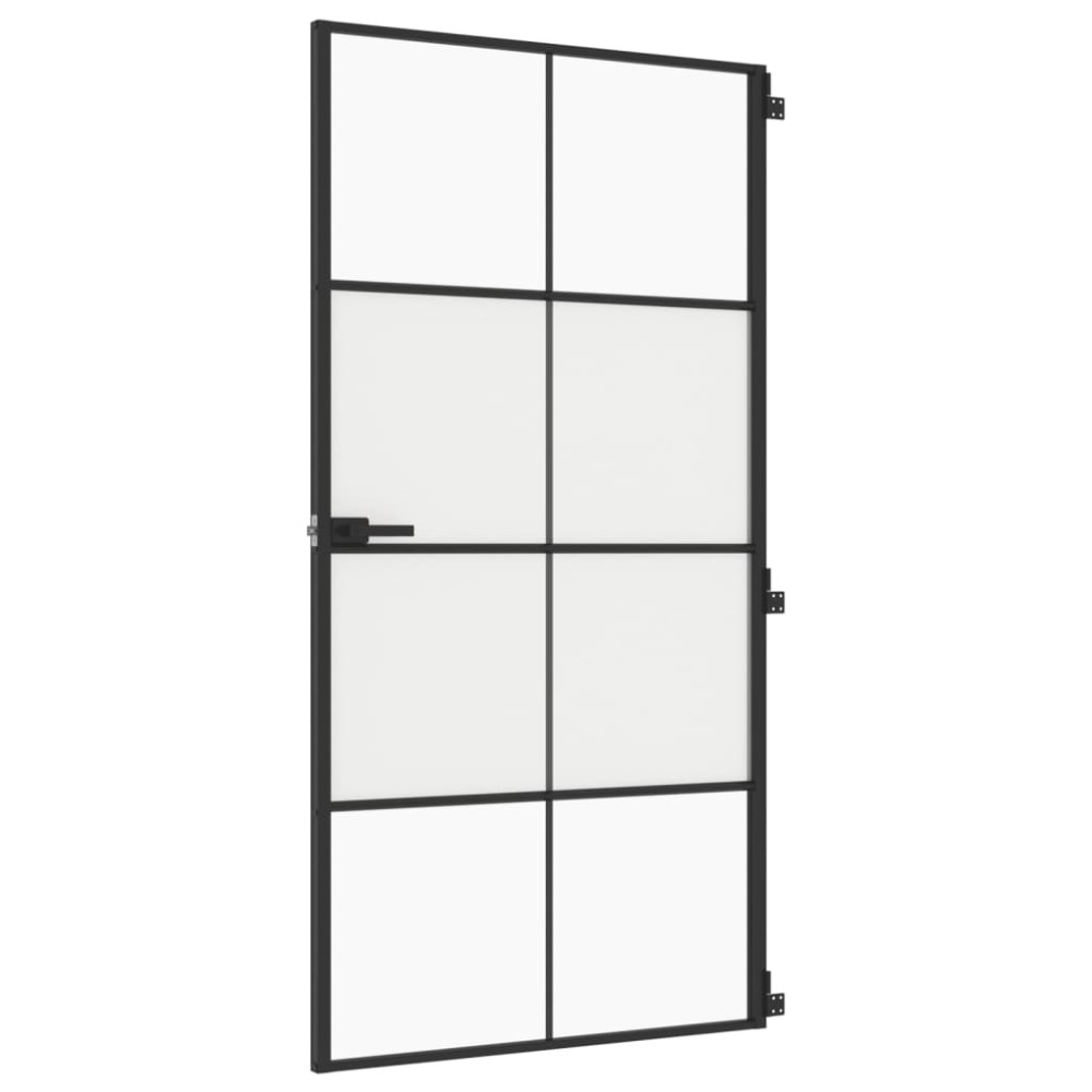 vidaXL Ușă interior negru 102,5x201,5 cm sticlă securiz./aluminiu slim
