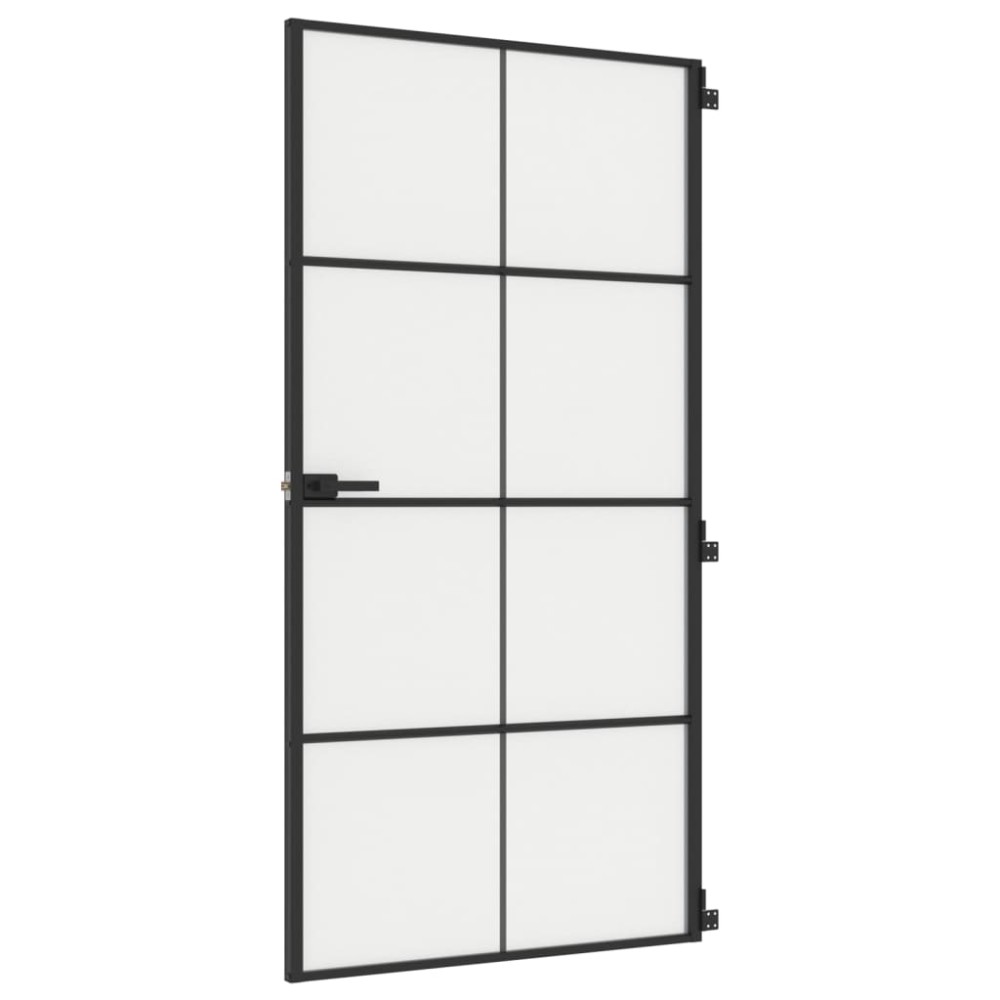vidaXL Ușă interior negru 102,5x201,5 cm sticlă securiz./aluminiu slim