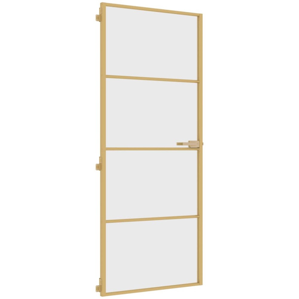vidaXL Ușă de interior Slim auriu 83x201,5cm sticlă temperată/aluminiu