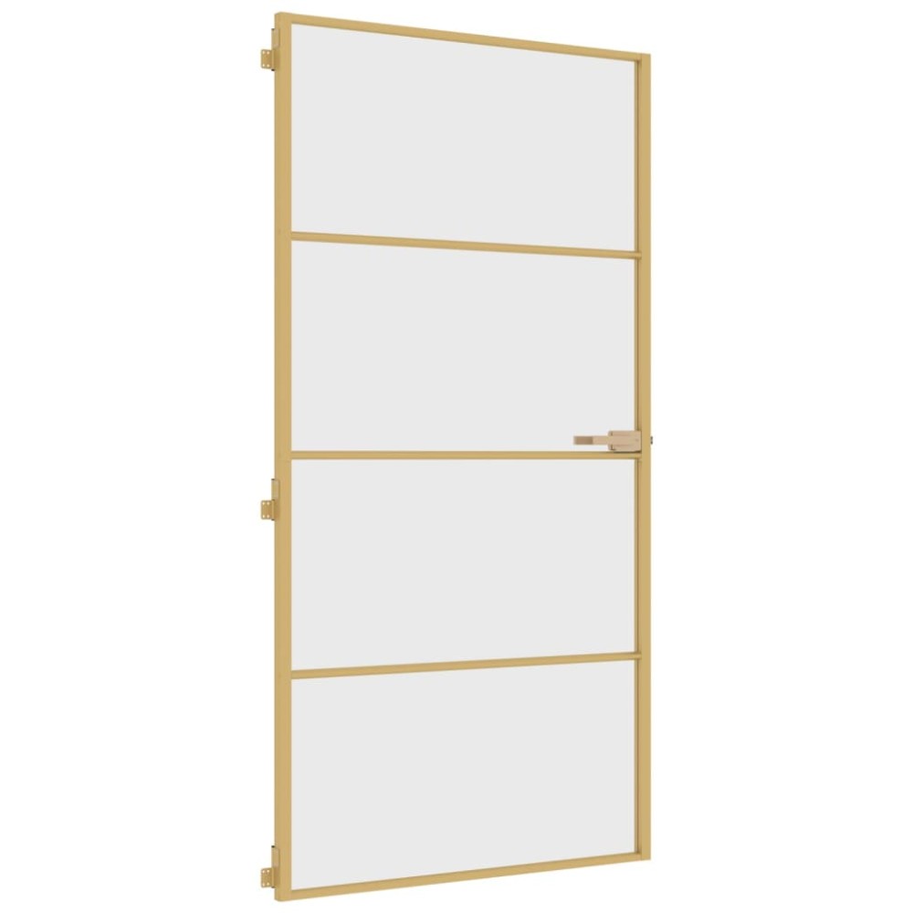 vidaXL Ușă interior Slim auriu 102,5x201,5cm sticlă temperată/aluminiu