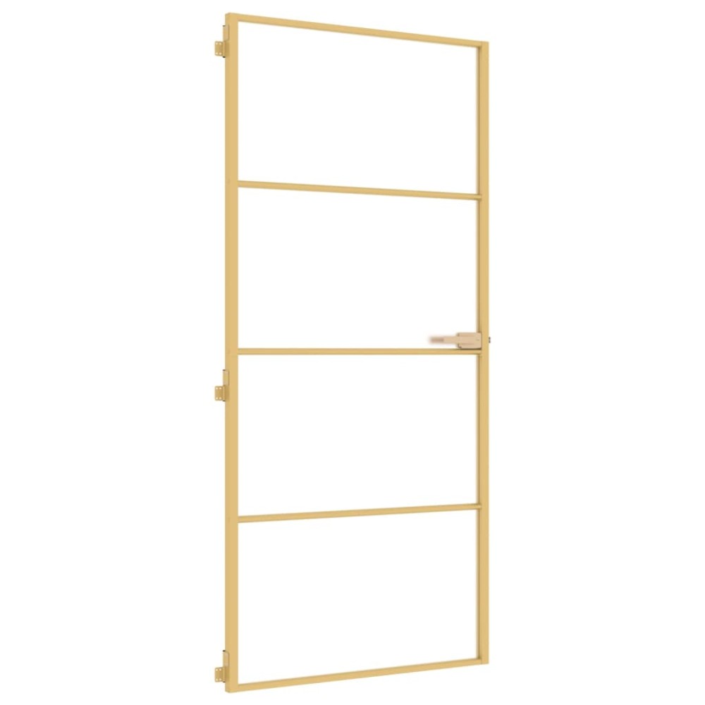vidaXL Ușă interioară Slim auriu 93x201,5cm sticlă securizată/aluminiu