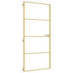 vidaXL Ușă interioară Slim auriu 93x201,5cm sticlă securizată/aluminiu