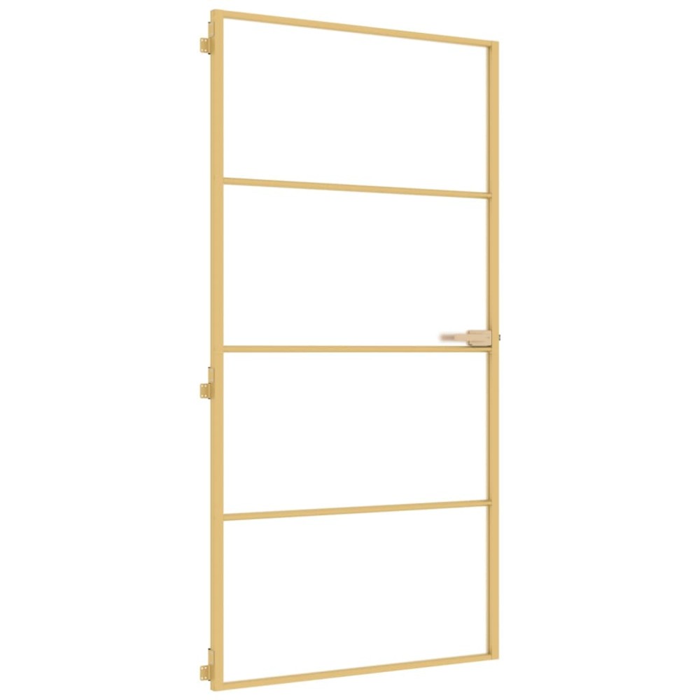 vidaXL Ușă interior Slim auriu 102,5x201,5cm sticlă temperată/aluminiu