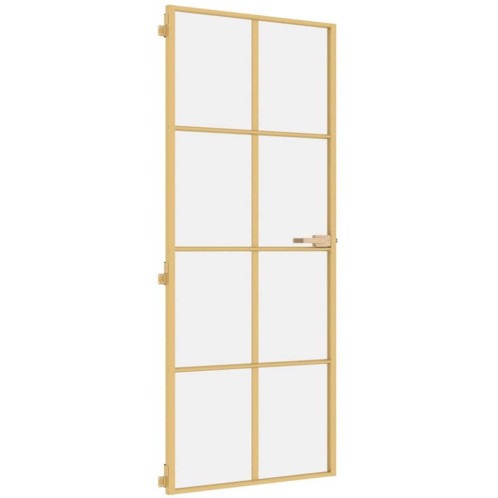 vidaXL Ușă de interior Slim auriu 83x201,5cm sticlă temperată/aluminiu