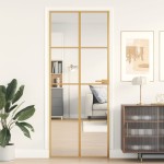 vidaXL Ușă de interior Slim auriu 83x201,5cm sticlă temperată/aluminiu vidaXL Ușă de interior Slim auriu 83x201,5cm sticlă temperată/aluminiu