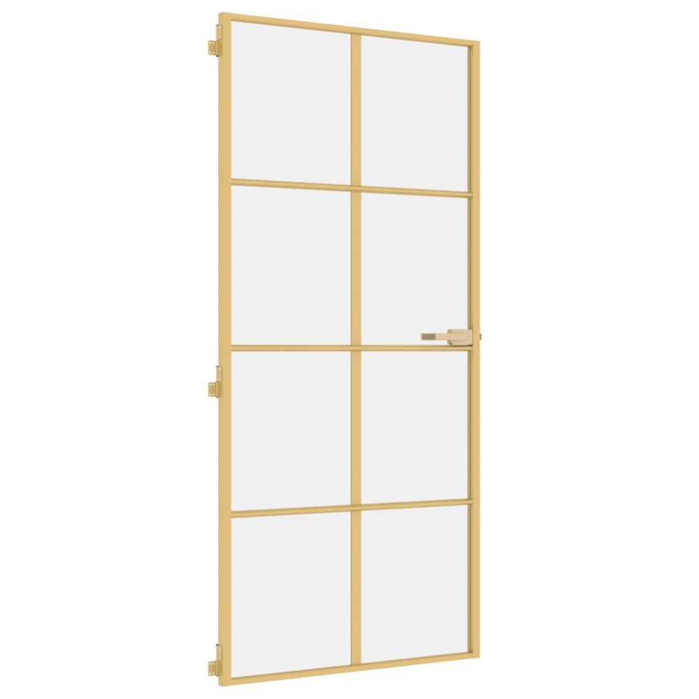 vidaXL Ușă interioară Slim auriu 93x201,5cm sticlă securizată/aluminiu