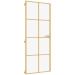 vidaXL Ușă interioară Slim auriu 93x201,5cm sticlă securizată/aluminiu vidaXL Ușă interioară Slim auriu 93x201,5cm sticlă securizată/aluminiu