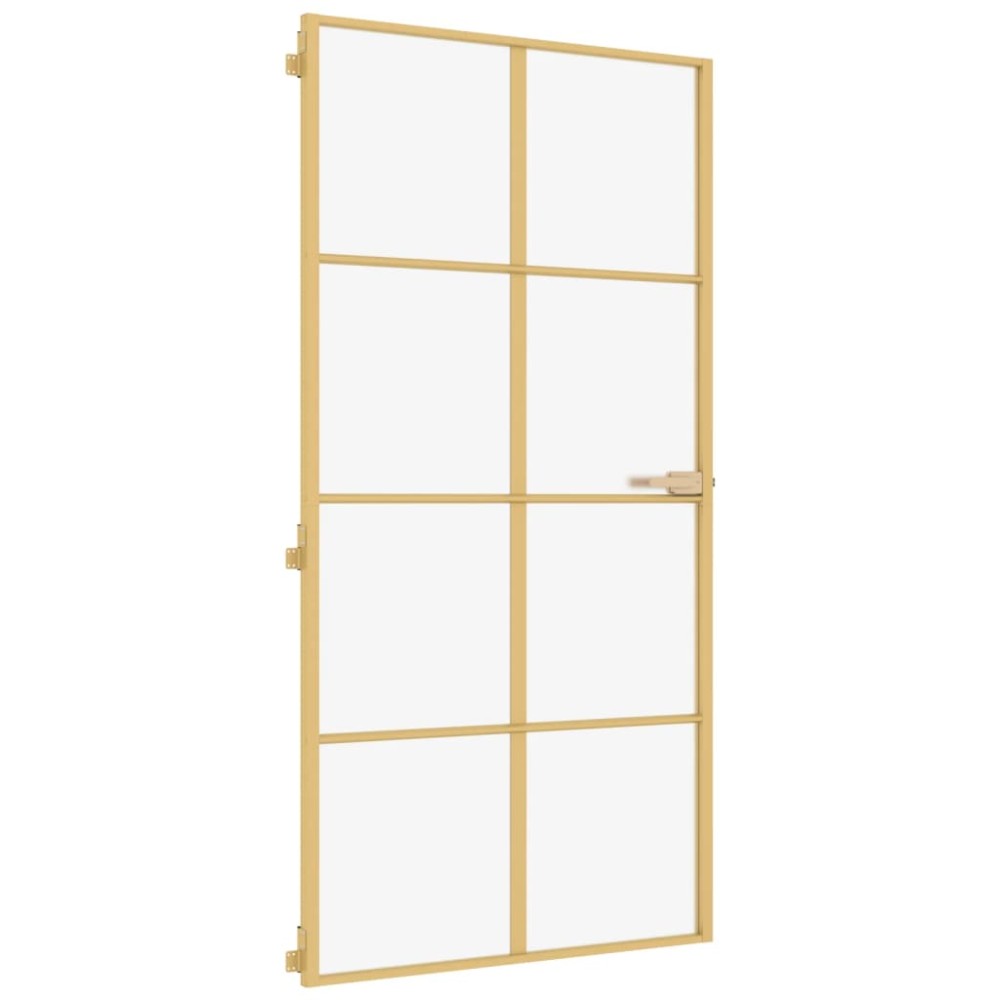 vidaXL Ușă interior Slim auriu 102,5x201,5cm sticlă temperată/aluminiu