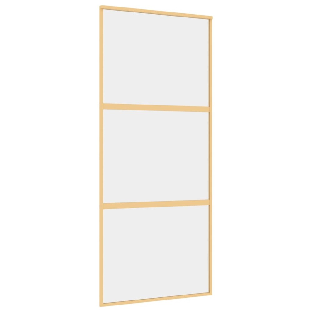 vidaXL Ușă glisantă, auriu, 90x205 cm, sticlă ESG mată și aluminiu