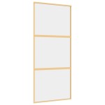 vidaXL Ușă glisantă, auriu, 90x205 cm, sticlă ESG mată și aluminiu