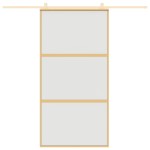 vidaXL Ușă glisantă, auriu, 102,5x205 cm, sticlă ESG mată și aluminiu