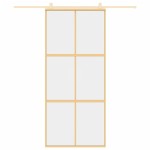 vidaXL Ușă glisantă, auriu, 90x205 cm, sticlă ESG mată și aluminiu