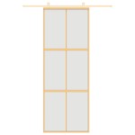 vidaXL Ușă glisantă, auriu, 76x205 cm, sticlă ESG mată și aluminiu