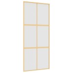 vidaXL Ușă glisantă, auriu, 90x205 cm, sticlă ESG mată și aluminiu