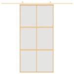 vidaXL Ușă glisantă, auriu, 102,5x205 cm, sticlă ESG mată și aluminiu