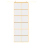 vidaXL Ușă glisantă auriu 76x205 cm sticlă ESG transparentă/aluminiu