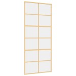 vidaXL Ușă glisantă, auriu, 90x205 cm, sticlă ESG mată și aluminiu
