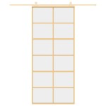 vidaXL Ușă glisantă, auriu, 90x205 cm, sticlă ESG mată și aluminiu