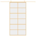 vidaXL Ușă glisantă, auriu, 102,5x205 cm, sticlă ESG mată și aluminiu