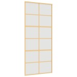 vidaXL Ușă glisantă, auriu, 90x205 cm, sticlă ESG mată și aluminiu