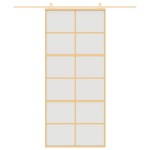 vidaXL Ușă glisantă, auriu, 90x205 cm, sticlă ESG mată și aluminiu